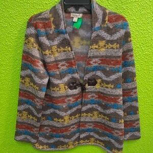 ONE WORLD Multicolor Patterned Women's Jacket with Toggle Closure